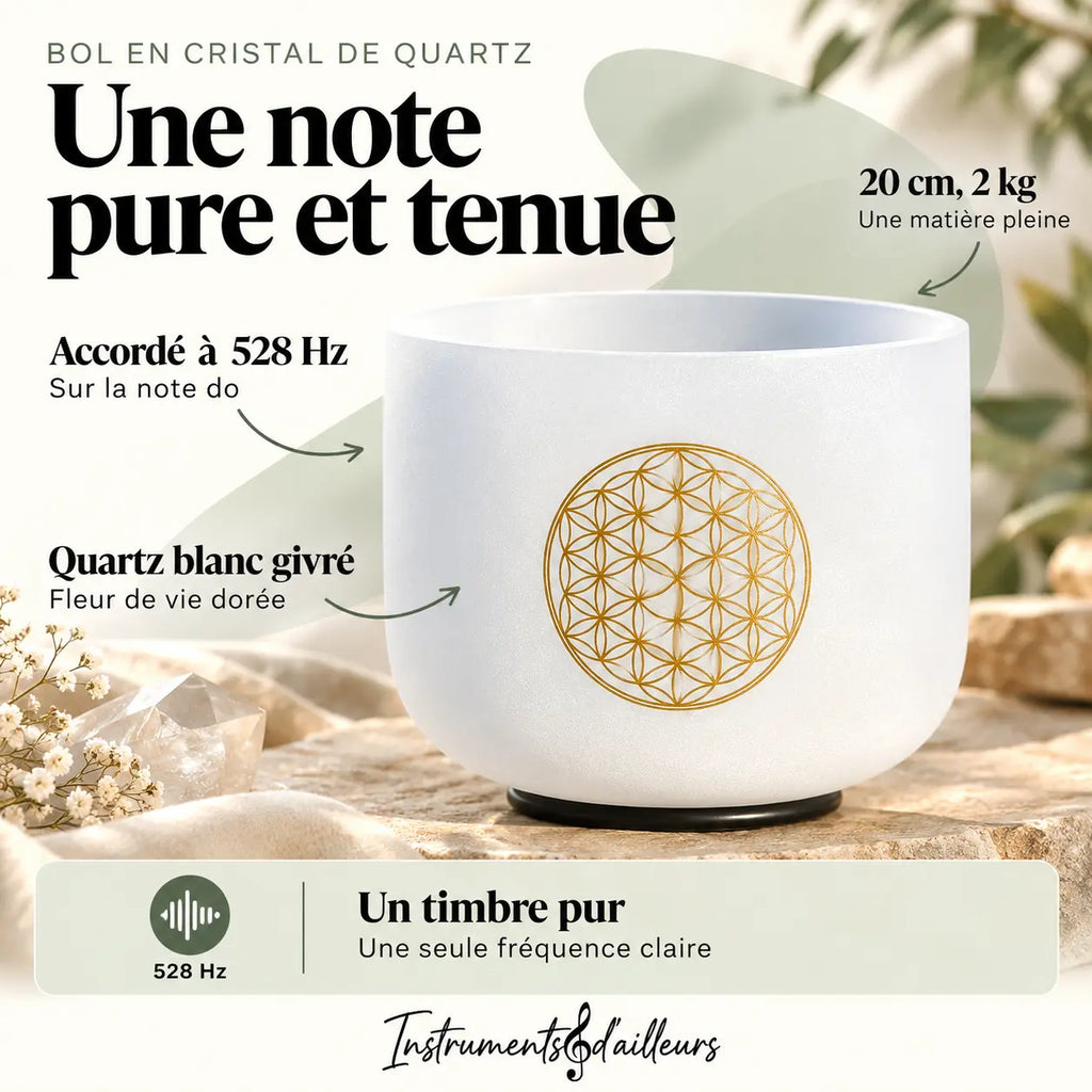 Bol chantant cristal de quartz 528 Hz