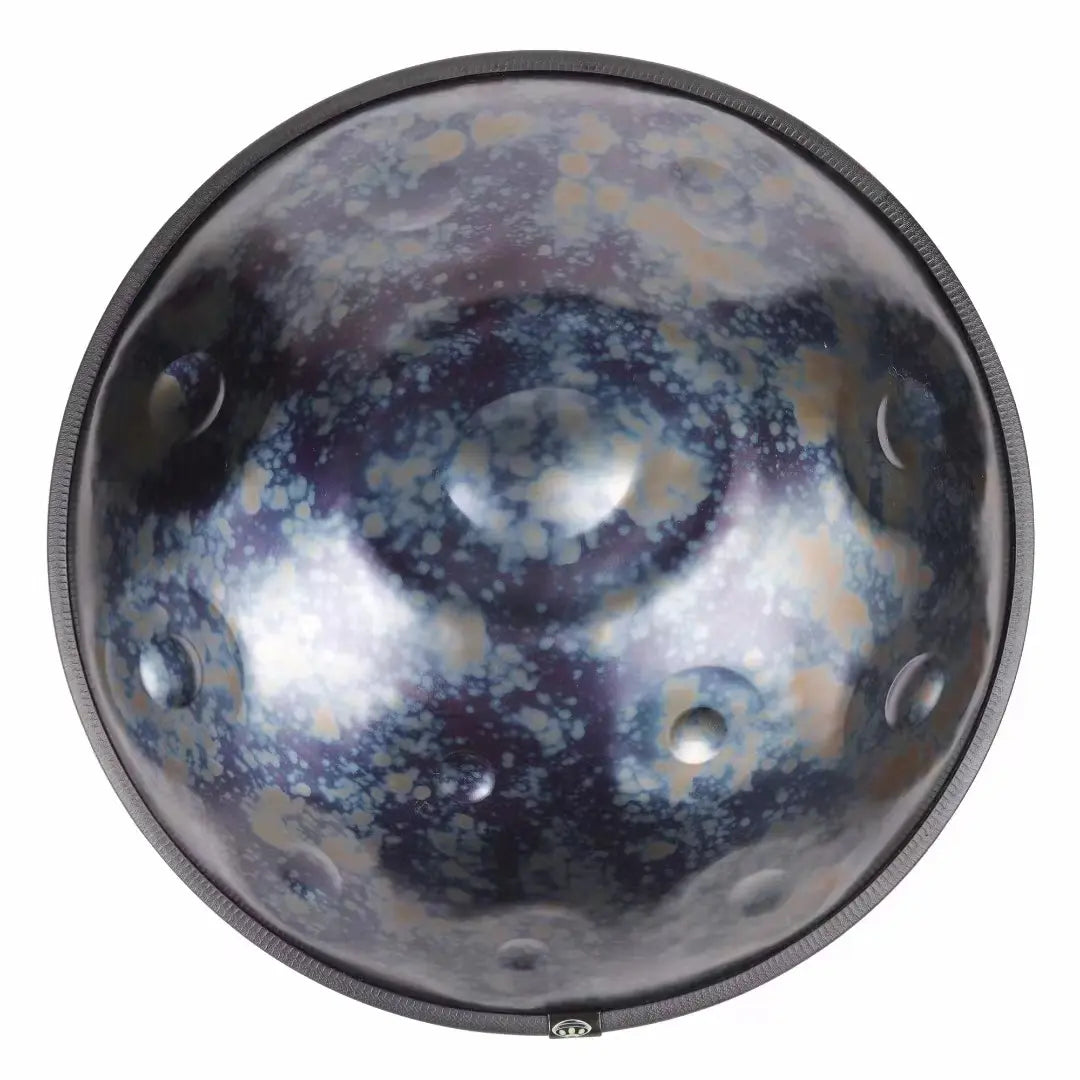 Handpan 440 Hz vue de dessus zones sonores martelées acier
