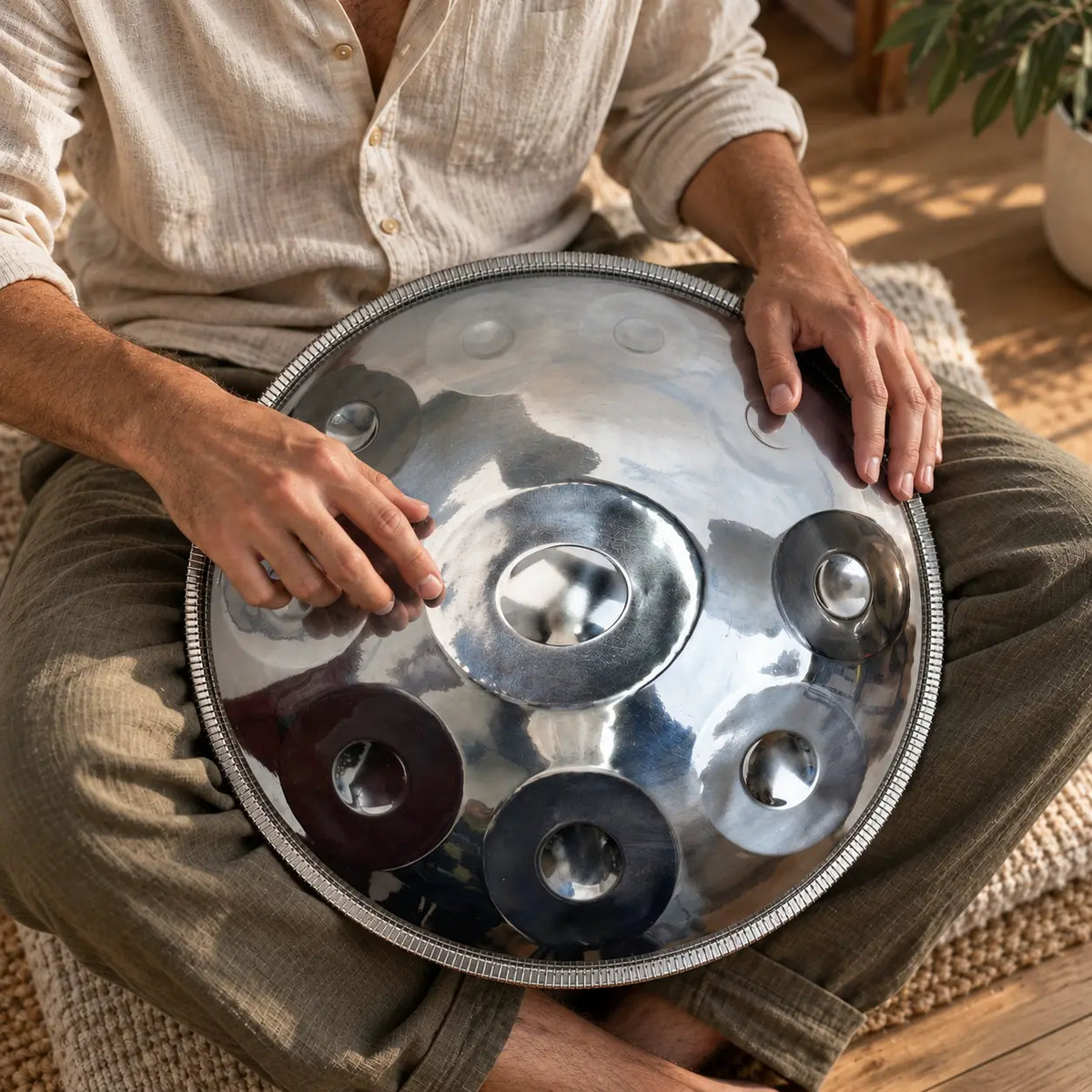Handpan acier inoxydable gamme kurd notes accordées à la main