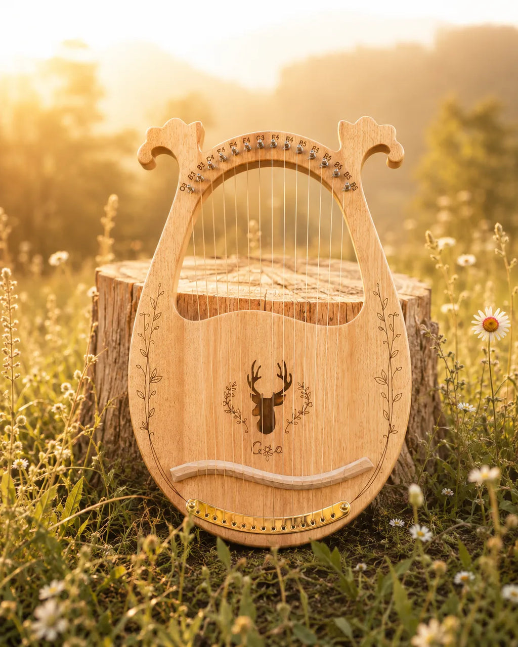 Lyre 16 cordes acajou