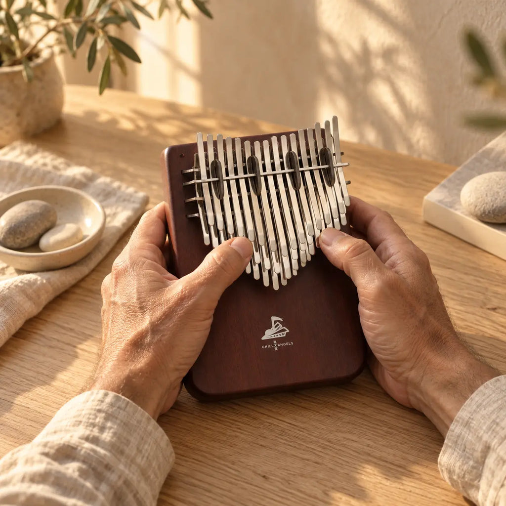 Kalimba professionnel 46 touches détail lames acier accordées