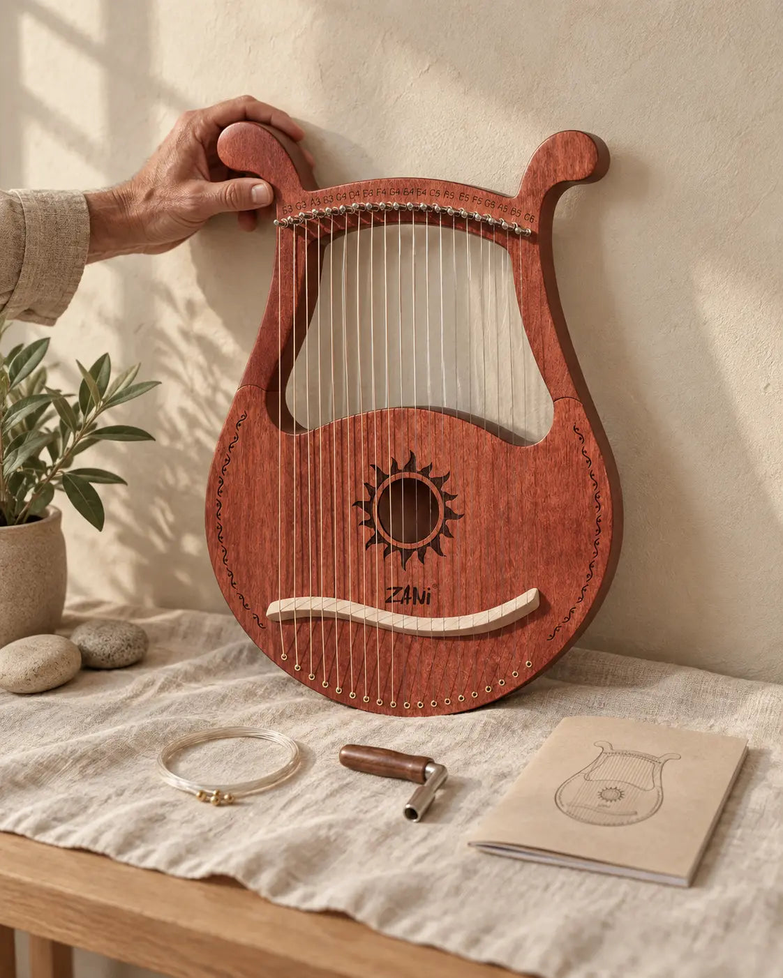 Lyre 19 cordes caisse de résonance