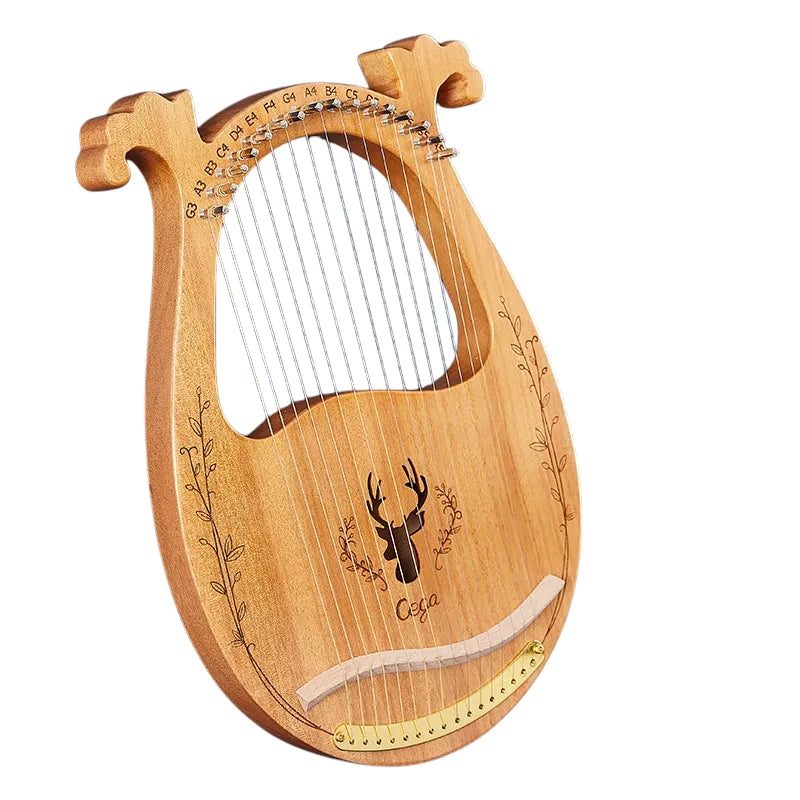 Lyre 16 cordes acajou bois sombre lustré instruments d'ailleurs