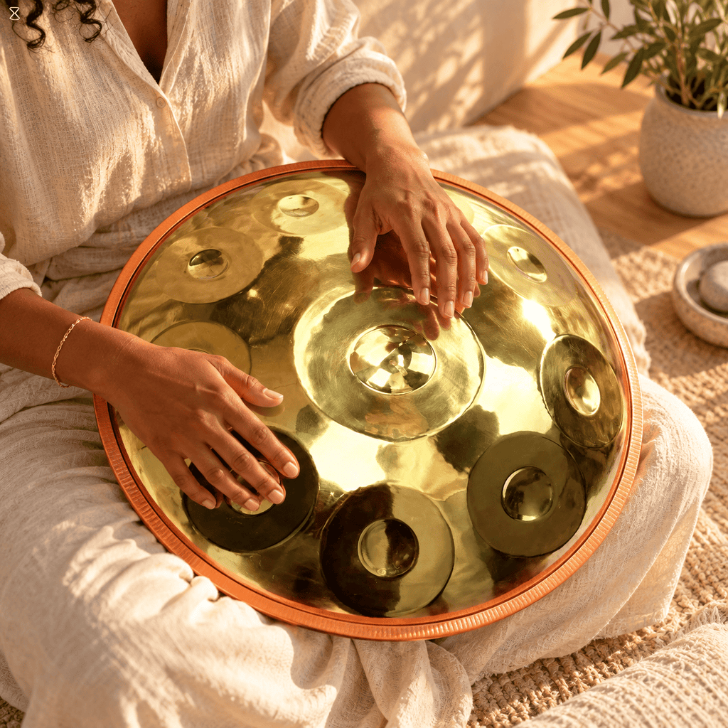 Handpan D Kurd 12 notes détail ding central résonance profonde