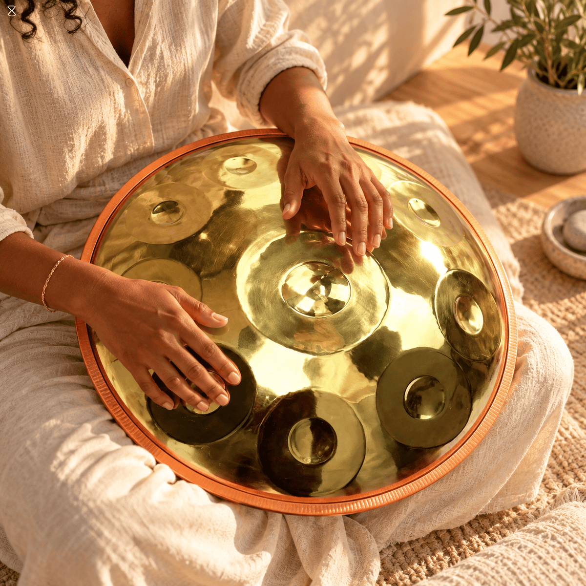 Handpan D Kurd 12 notes détail ding central résonance profonde